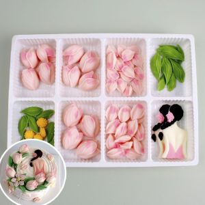 Pink Cherry Blossom Chocolate Birthday Cake Decoration Daisy Petal Ice Cream Dessert Decor 3D Flower Chocolate Snack Treat