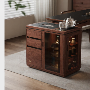 FANTANYIPIN | Portable Wooden Tea Cabinet Tea Table with Kettle Integration