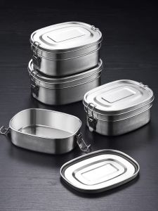 Food Grade 304 Stainless Steel Sealed Lunch Box Double Layer Large Capacity Bento Box Student Lunch Box Office Workers with Lunch Box
