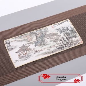 Retro Style Suede Tea Towels Set of 4 Non-Fading Absorbent No Shedding Chinese Painting Patterned Table Linens Kitchen Towels