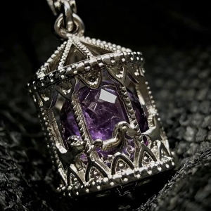 Natural amethyst pendant necklace light vintage openwork crystal pendant