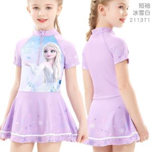 Elsa Princess One-Piece Swimsuit for Girls Ideal for Hot Springs Suitable for Elementary School Students And Younger Girls