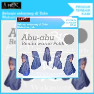 Kerudung sekolah anak hijab sekolah abu abu muda renda warna putih tk sd smp sma dewasa serut renda samping warna putih