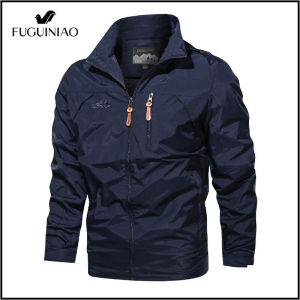Fuguiniao Men S City Walking Rain Jacket เสื้อโค้ทกันลมซิปเต็มเสื้อแจ็คเก็ตสําหรับกิจกรรมกลางแจ้ง