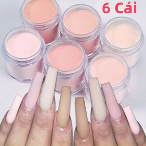 6 Màu Khỏa Thân/Hồng Móng Tay Nghệ Thuật Acrylic Bột Bộ 7G Mỗi Bình Cho Móng Tay Pháp Phần Mở Rộng 3D Đầu Khắc Chấm Nhanh Khô Polymer Bụi Combo
