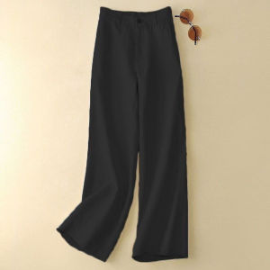 High Waist Linen Cotton Casual Pants Womens Summer Thin Loose Straight Leg Wide Pants Casual Style 2025 New Arrival