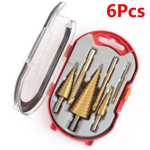 6Pcs Step Drill Bit Saw Drill Bit Set Titanium Milling Cutter 4-12 4-20 4-32mm 3 6 8mm For Woodworking Metal Core Hole Opener