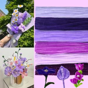 100/300 PCS 6 Colors Gradient Purple Pipe Cleaners Chenille Stems Pipe Cleaners Craft Pipe Cleaners Set for DIY Art and Craft