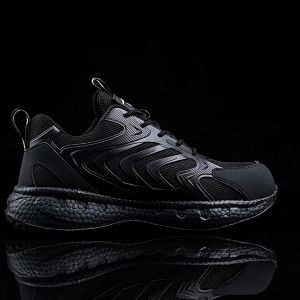 HL MALL 817 BLACK WITH WHITE ERROR SAFETY SHOES BREATHABLE ANTI-SMASHING ANTI-PIERCING PROTECTIVE STEEL TOE CAP WORK SHOES