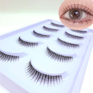 LONZUNIN Hot Selling 5 Pairs Strip Lashes Transparent Stem Soft False Eyelashes