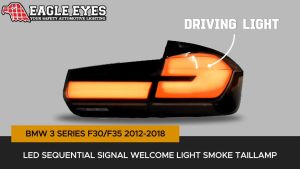 BMW 3 SERIES F30/F35 2012-2018 LED SEQUENTIAL SIGNAL WELCOME LIGHT TAILLAMP (SMOKE/WHITE LIGHT BAR)
