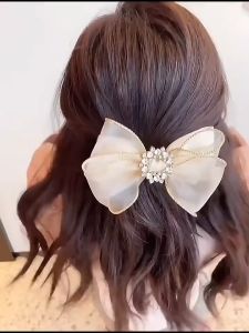 F4 Jepit Rambut Pita Import Bahan Sifon Jepit Otomatis Hairpin Wanita Korea Bowknot Hair Clip HCO003