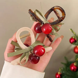 Ready Stock Cherry Butterfly Knot Hair Clip Cherry Claw Clip High Ponytail Hair Clip