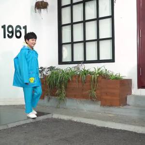 Childrens Waterproof Raincoat Suit with Backpack Space Wide Brim