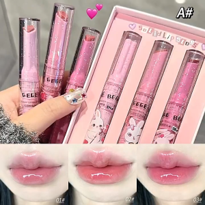 Gege Bear Pink Rabbit Solid Lip Gloss: Moisturizing And Hydrating Lipstick Long-Lasting And Smoothing Suitable For Students Plumping And Hydrating Lips Mirror-Like Finish Creates A Natural Makeup Look.
