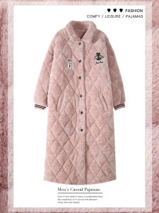 Womens Cotton-Padded Nightgown Winter Three-Layer Padded Quilted Pajamas Lengthened Heattech Extra Thick Cute Student Winter Bathrobe