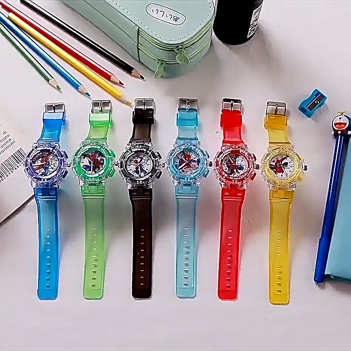 Cartoon Kids LED Light Watch Children's Colorful Watch Spiderman Iron Man Watch Elsa Frozen Watch