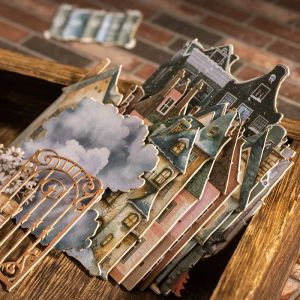 20pcs Landscaping Hardcard Stickers City cabin European Material Priming Decor Sticker Cottage Background Scrapbook 133*95mm