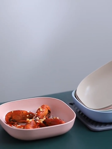 EACC - 11Pcs Plastic Fruit Plate Desktop Square Trash Tray Wheat Fiber Dessert Plate Trash Dish Snack Dish