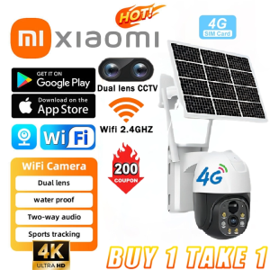 【Free 4G sim card】V380 Pro 4G SIM Solar CCTV Camera BUY 1 TAKE 1 Outdoor 4K HD Auto Tracking PTZ IP Camera Wifi Connect 360 Night Vision Alarm Surveillance CCTV With Big Speaker Support Two-way Voice Intercom ip Security Camera