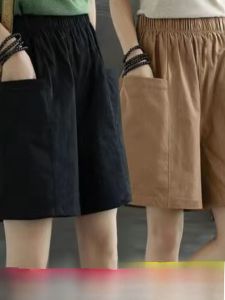 Shorts Summer Women Loose Korean Style Versatile High Waist Casual Pants Plus size Cotton Outer Wear Middle-Aged Mom Hot Pants Cropped Pants