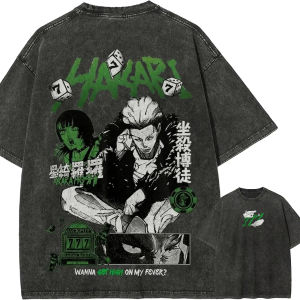 Bandai | Kinji Hakari T Shirt Jujutsu Kaisen Men Acid Wash Jackpot Anime Streetwear Idle Death Gamble Kirara Vintage Bootleg Tee Shirts