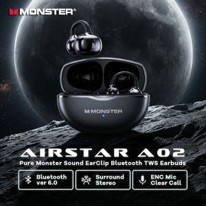 monster | Monster Airstar A02 OWS Bluetooth 6.0 Ear Clip Headphones HiFi Stereo Sport Earbud Open Ear Air Conduction TWS Wireless Earphone