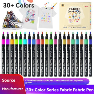 6/30 Colors Fabric Markers - Fine Tip Fabric Markers Permanent for Clothes - No Bleed Pens for T-Shirts Bags Textile Canvas
