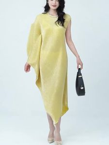 Z4088 One Size (45-75kg) Spring And Summer WomenS Clothing Pleated Irregular Elegant Formal Dress