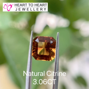 Natural Gemstone Citrine 3.06CT Emerald Master cut Golden Yellow from Brazil