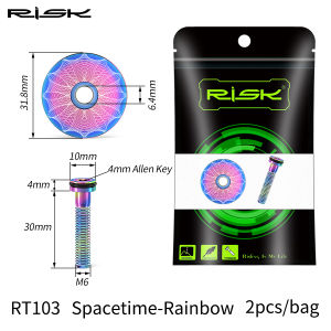 Risk | Risk Bicycle Stem Cap Kit Titanium Alloy Bike Headset Top Cover Semi-hollowed M6*30 Bolt for 28.6mm Front Fork Cycling Parts