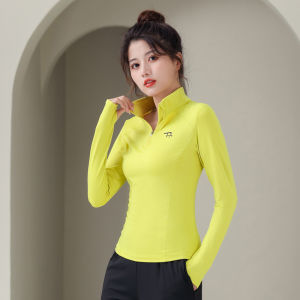 Womens Long Sleeve Fitness Dance Top Quick Dry Breathable Running Morning Exercise Sports Shirt Square Dancing Running Yoga