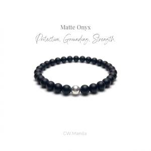 CW Manila - AD0NIS Stretch Bracelet - 6mm Matte Onyx Stones with Spacer - Semi Precious Stretch Bracelet