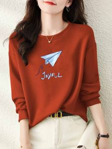 Womens Oversized Cotton Sweatshirt round Neck Print Trendy Large Size Top Comfortable Loose Fit Basic Style Fashionable Streetwear