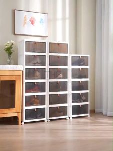 THE L39/44cm (1-6 Layers) Foldable Stackable Plastics Shoes Storage Box Storage Rack With Wheels