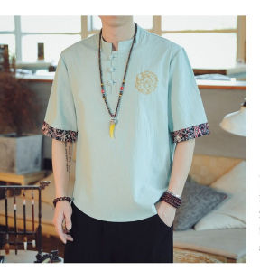 Summer Mens Shirts Traditional Style Kimono Casual Shirts Fashion Chinese Street Casual New Tops Short Sleeve Shirts