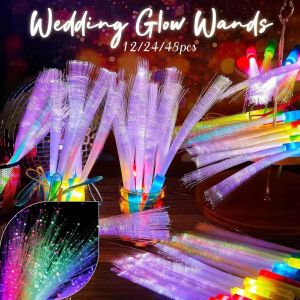12/24/48Pcs Glow Fiber Wands Sticks LED Flashing Stick Light up Stick Colorful Fiber Optic Wands For Wedding Glow Party Favors