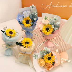 Mini Pocket Bouquet Sunflower Emulational Rose Flower Preserved Fresh Flower Dried Flower Hand Gift Finished Birthday Gift Box