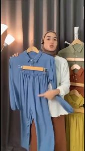 Setelan Amanda Busui Cringkle Airflow | One Set Kemeja Wanita