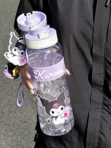 Large Capacity Portable Tritan Straight Drinking Cup for School Kawaii Hello Kitty Water Bottle Womens Style Easy Carry Cup