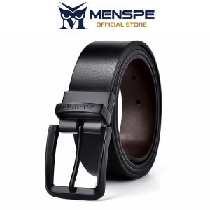 MENSPE Men Belt Outdoor Simple Belt Pin Buckle Belt Rotating Buckle Second-layer Cowhide Waistband Double-Sided Two-Color Belt Youth Sports Pant Belt Simple Nice Waistband