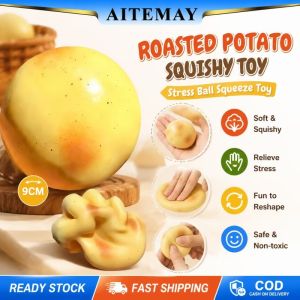 Aitemay Crunchy Squishy Potato Stress Ball - Slow Rebound Stress Relief Fidget Toy ASMR Sensory Squeeze Ball for Adults Handmade Round Blocks Filled Fast Ship 12H