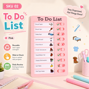 Self Discipline Checklist Board Replaceable Plastic Chore Chart for Kids Adults Summer Task Planner & Daily Habit Tracker
