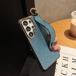 Bling Glitter Sparkling Wristband Holder Grip Case For Samsung S26 S25 S24 S23 FE S22 Ultra Plus Wrist Strap Electroplated Cover