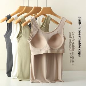 Modal Bra Padded One-piece Long Top Summer Lightweight