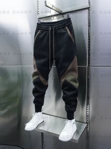 Trendy Patchwork Mens Slim Fit Casual Pants Spring Autumn New Style Harlan Sweatpants Elastic Cuff Long Cotton Blend Jeans