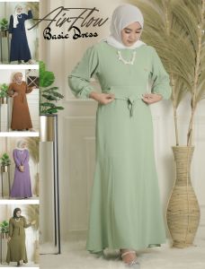 Maxy Dress Gamis Mermaid Crinkle Airflow Premium Fashion Wanita Dewasa Hijab Muslim Terbaru Kekinian Busui Friendly Ld 110 Motif Polos Basic Dress Panjang Kantong Kanan Pergelangan Karet