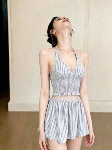 V.C.I | Sweet Slimming Striped Bust-Enhancing Halter Bikini