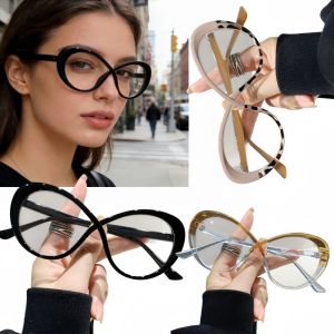 Luxury Retro Cat Eye Reading Glasses Fashionable Large Frame Glasses for Male Women Blue Light Blocking Computer Eyewear