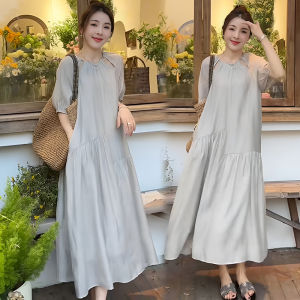 Shalldoer | Casual Loose Fit Concealing Slimming High-Quality Sensation Lace Casual Round Neck Dress